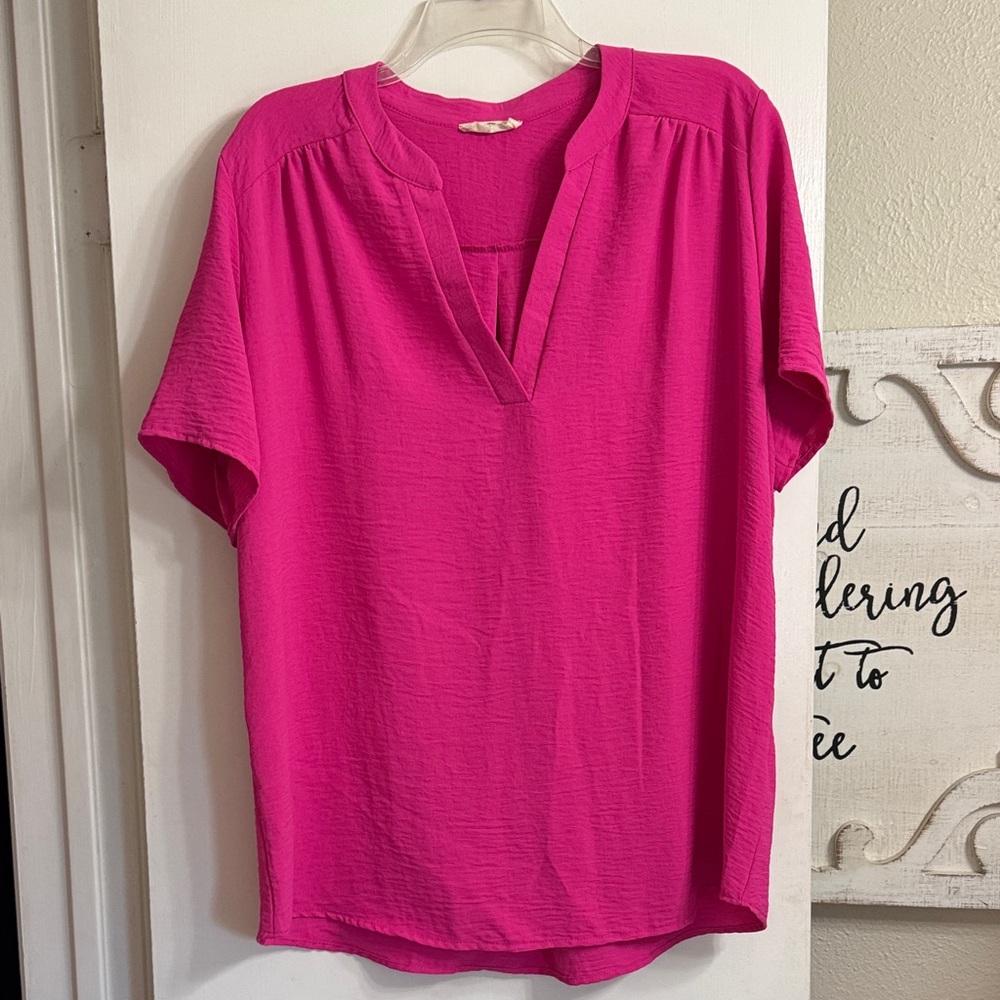 Entro Fuchsia Split Neck Blouse